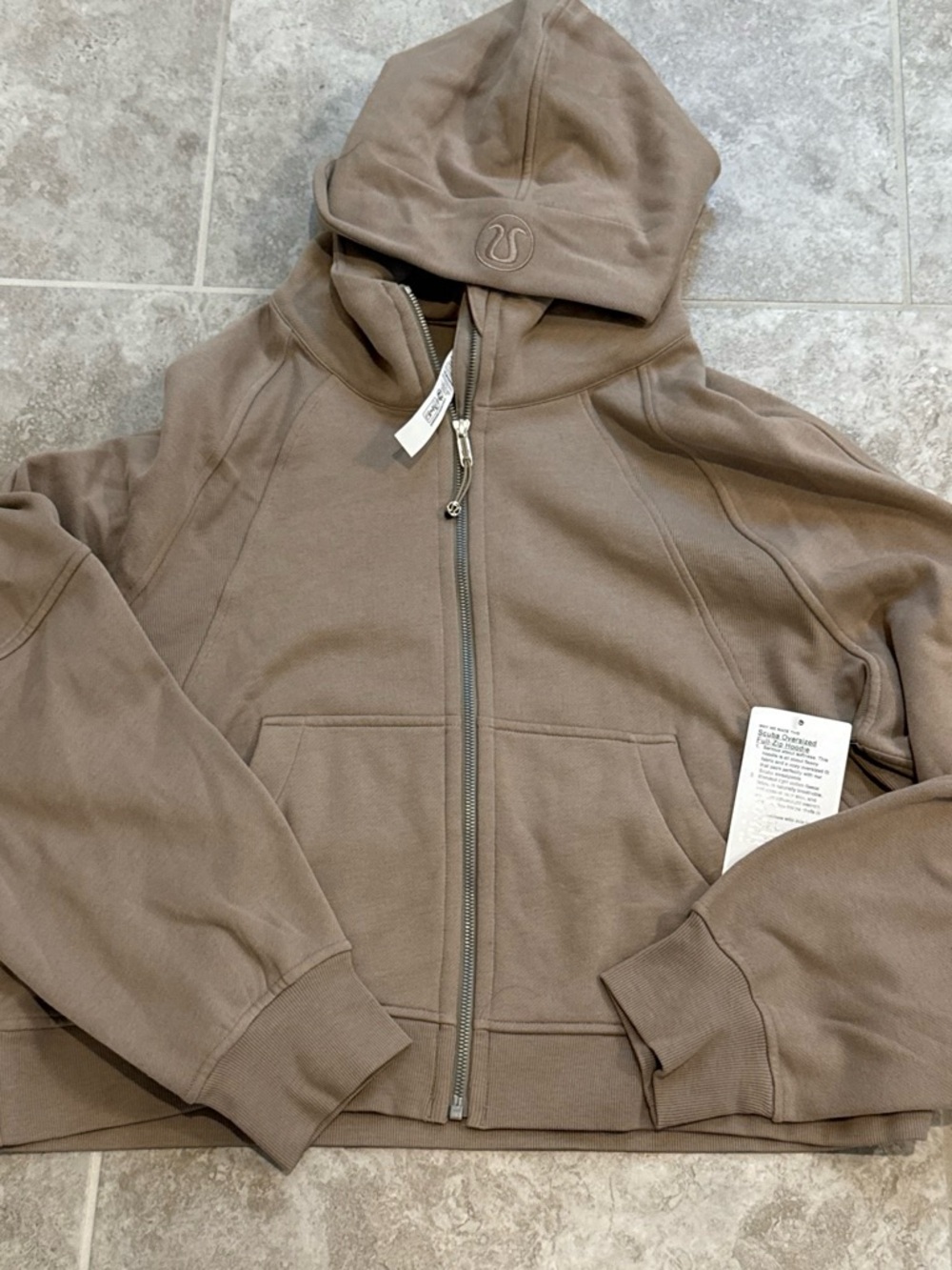 lululemon athletica Taupe Hooded Full-Zip Sweatshirt